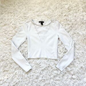 Forever 21 White Long Sleeve Crop Top
